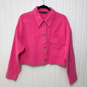 ZARA CROPPED‎ COTTON Pink Jacket /Over shirt
 Size M